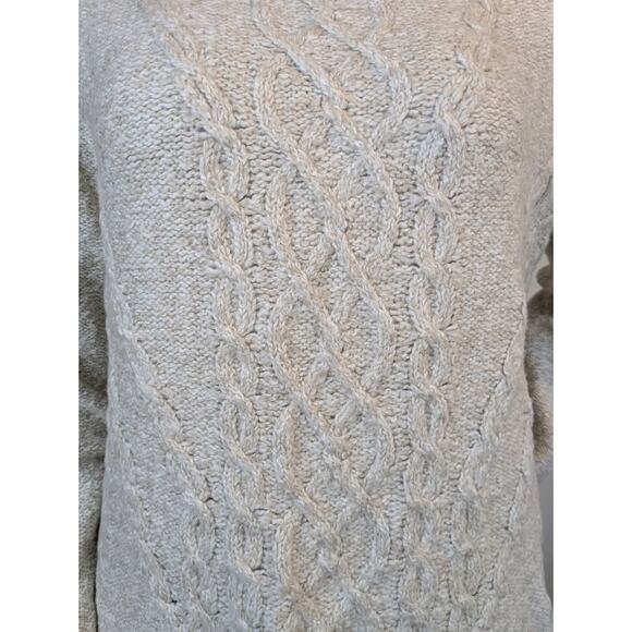 NEW Soft Surroundings Marianna Sweater PXL Heather Taupe Cable Knit Crewneck - Picture 3 of 10